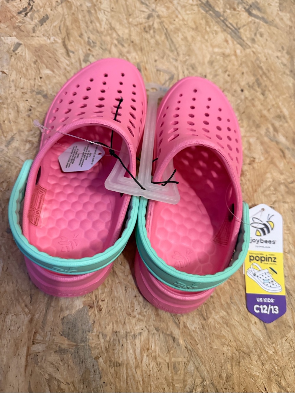 Joybees child 12/13 Kids Pink Popinz Slip-On Shoes with Mint Trim